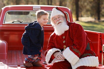 Did you know that you can talk to the Elves at the north pole by speaking into Santa’s ear? Magic you guys! Magic!! Luke thought this was funny or he was a tad skeptical [since he is Jason Hunt Jr.]